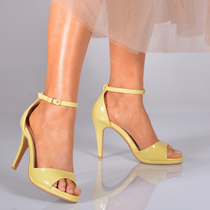 Sandale Dama Cu Toc Amerys Galbene- Need 4 Shoes