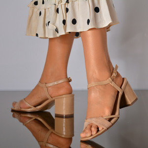 Sandale Dama Cu Toc Marieta Bej-NEED 4 SHOES