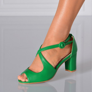 Sandale Dama Cu Toc Naba Verzi- Need 4 Shoes