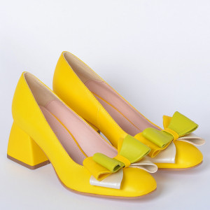 Pantofi Cu Toc Piele Naturala Arabella Galbeni- Need 4 Shoes