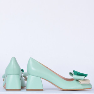 Pantofi Cu Toc Piele Naturala Arabella Menta- Need 4 Shoes