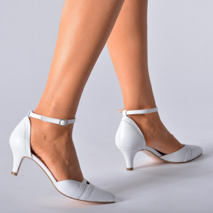 Pantofi Cu Toc Piele Naturala Charline Albi- Need 4 Shoes