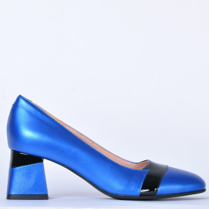 Pantofi Cu Toc Piele Naturala Davina Albastri- Need 4 Shoes
