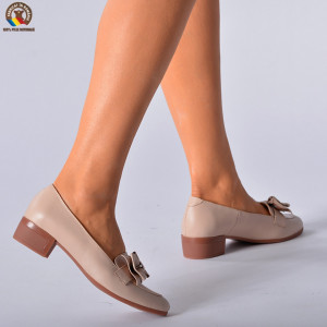 Pantofi Cu Toc Piele Naturala Dina Bej-Need 4 Shoes