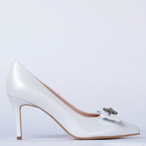 Pantofi Cu Toc Piele Naturala Enyra Albi- Need 4 Shoes