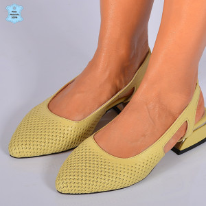 Pantofi Cu Toc Piele Naturala Giulia Galbeni- Need 4 Shoes