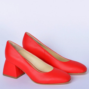 Pantofi Cu Toc Piele Naturala Idris Rosii- Need 4 Shoes