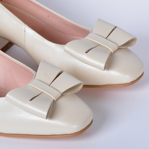 Pantofi Cu Toc Piele Naturala Iness Bej- Need 4 Shoes