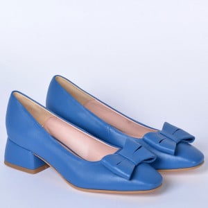 Pantofi Cu Toc Piele Naturala Iness Albastri- Need 4 Shoes
