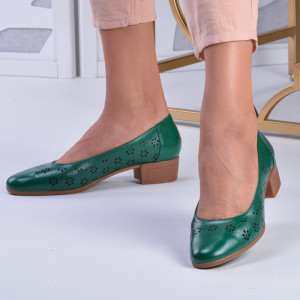 Pantofi Cu Toc Piele Naturala Kale Green - Need 4 Shoes