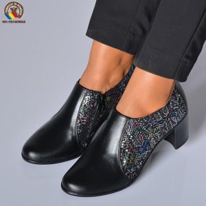 Pantofi Cu Toc Piele Naturala Reno 4 Negri-Need 4 Shoes