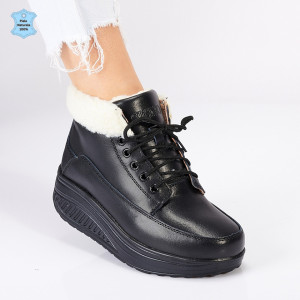 Ghete Dama Piele Naturala Gesy Negre - Need 4 Shoes