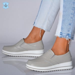 Pantofi Dama Piele Naturala Florena Gri- Need 4 Shoes