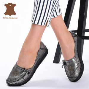 Pantofi Dama Piele Naturala Surya Argintii- Need 4 Shoes