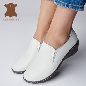 Pantofi Dama Piele Naturala Vega Albi - Need 4 Shoes