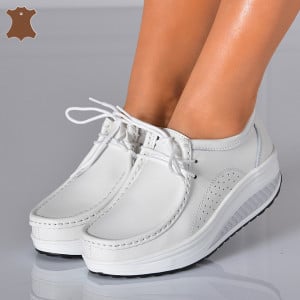 Pantofi Dama Piele Naturala Zena 5 Albi- Need 4 Shoes 