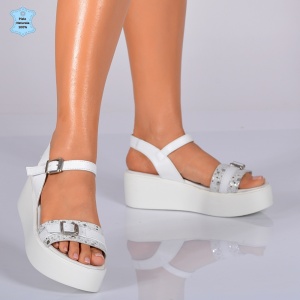 Sandale Dama Piele Naturala Denika Albe- Need 4 Shoes
