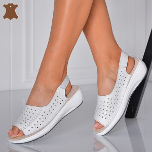 Sandale Dama Piele Naturala Lidy Albe- Need 4 Shoes