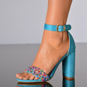 Sandale Dama Cu Toc Molly Albastre- Need 4 Shoes
