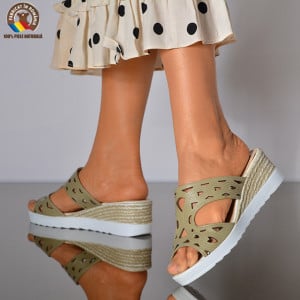 Papuci Dama Piele Naturala Mery Olive- Need 4 Shoes