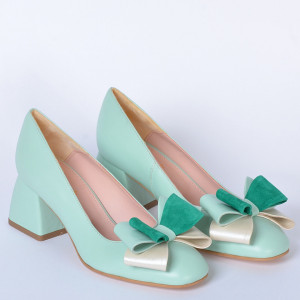 Pantofi Cu Toc Piele Naturala Arabella Menta- Need 4 Shoes