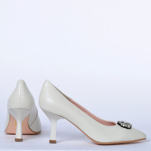 Pantofi Cu Toc Piele Naturala Bianca Bej- Need 4 Shoes