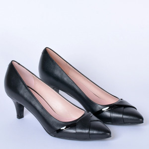 Pantofi Cu Toc Piele Naturala Denise Negri- Need 4 Shoes