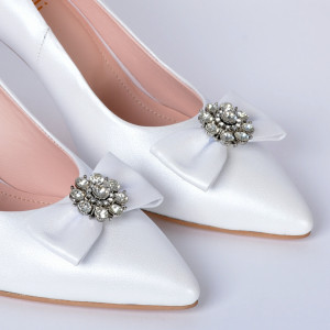 Pantofi Cu Toc Piele Naturala Enyra Albi- Need 4 Shoes