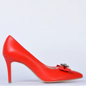 Pantofi Cu Toc Piele Naturala Enyra Rosii- Need 4 Shoes