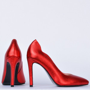 Pantofi Cu Toc Piele Naturala Estell Rosii- Need 4 Shoes