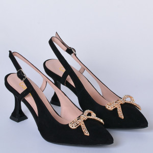 Pantofi Cu Toc Piele Naturala Odett Negri- Need 4 Shoes