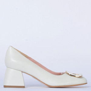 Pantofi Cu Toc Piele Naturala Viola Bej- Need 4 Shoes