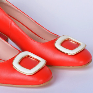 Pantofi Cu Toc Piele Naturala Viola Rosii- Need 4 Shoes
