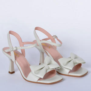 Sandale cu toc Piele Naturala Corina Bej- Need 4 Shoes