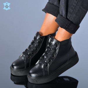 Ghete Dama Piele Naturala Alexia Negre- Need 4 Shoes