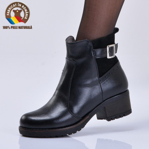 Ghete Dama Piele Naturala Lorna Negre - Need 4 Shoes