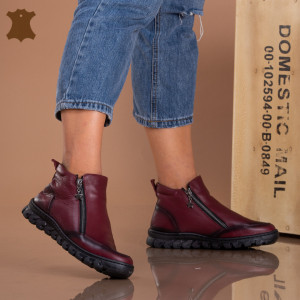 Ghete Dama Piele Naturala Moss Bordo - Need 4 Shoes