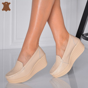 Pantofi Dama Piele Naturala Arien  Bej- Need 4 Shoes