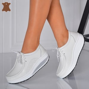 Pantofi Dama Piele Naturala Zena 5 Albi- Need 4 Shoes 
