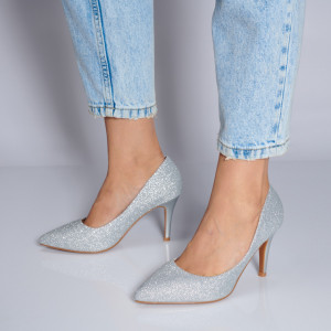Pantofi Cu Toc Dama Liana Argintii- Need 4 Shoes