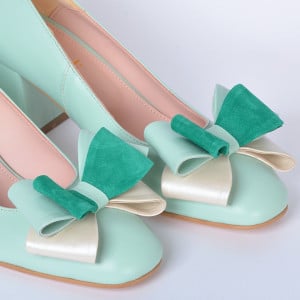 Pantofi Cu Toc Piele Naturala Arabella Menta- Need 4 Shoes