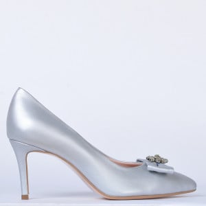 Pantofi Cu Toc Piele Naturala Enyra Argintii- Need 4 Shoes