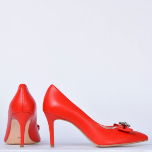 Pantofi Cu Toc Piele Naturala Enyra Rosii- Need 4 Shoes