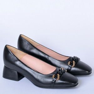 Pantofi Cu Toc Piele Naturala Esmer Negri- Need 4 Shoes