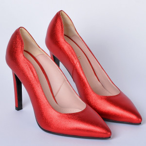 Pantofi Cu Toc Piele Naturala Estell Rosii- Need 4 Shoes