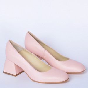 Pantofi Cu Toc Piele Naturala Idris Roz- Need 4 Shoes