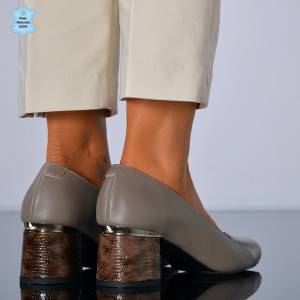 Pantofi Cu Toc Piele Naturala Mya Gri- Need 4 Shoes