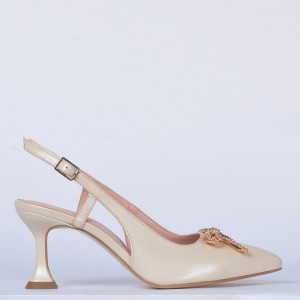 Pantofi Cu Toc Piele Naturala Odett Bej- Need 4 Shoes