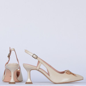 Pantofi Cu Toc Piele Naturala Odett Bej- Need 4 Shoes