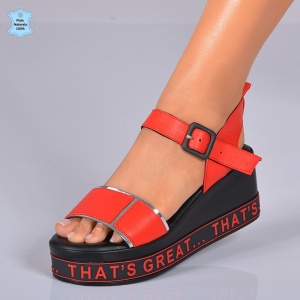 Sandale Dama Piele Naturala Gabriela Rosii- Need 4 Shoes